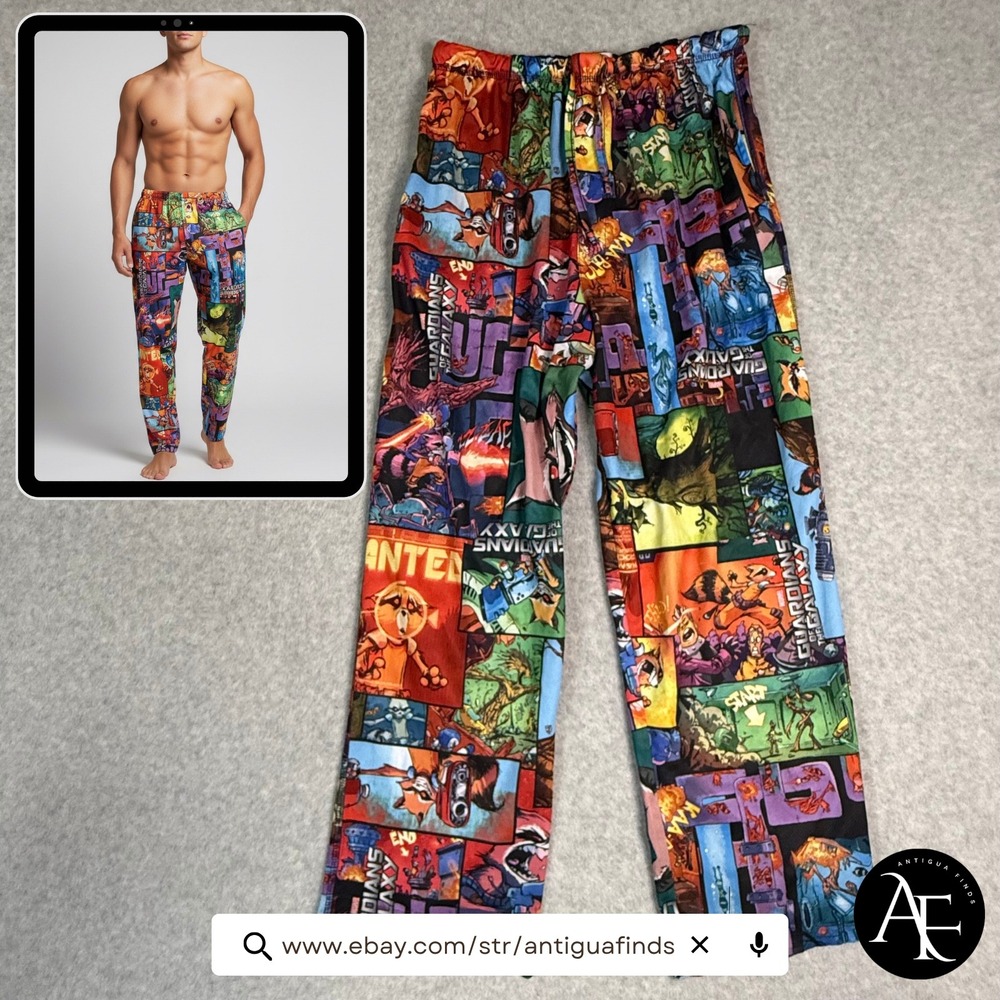Marvel Guardians of the Galaxy Pajama Pants Mens Medium Comic Print Rocket Groot